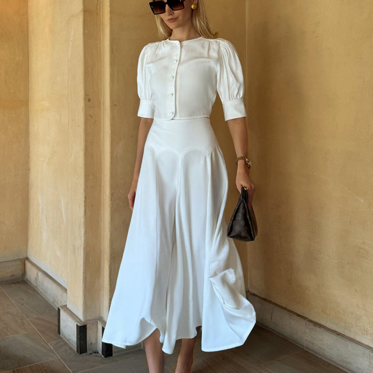 Ensemble AMBRE- Elegance décontractée à manches Courtes