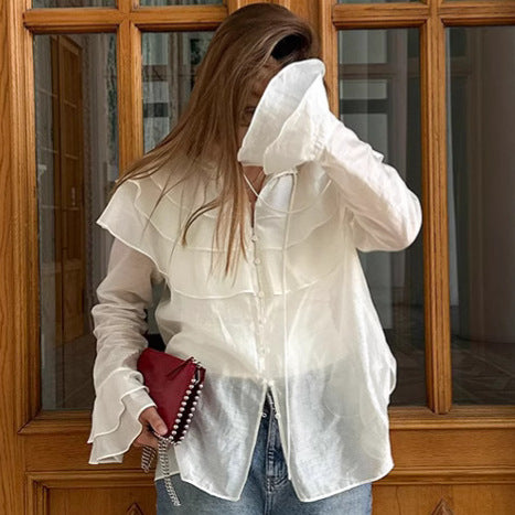 Chemise CHARLOTTE volants à manches cloche