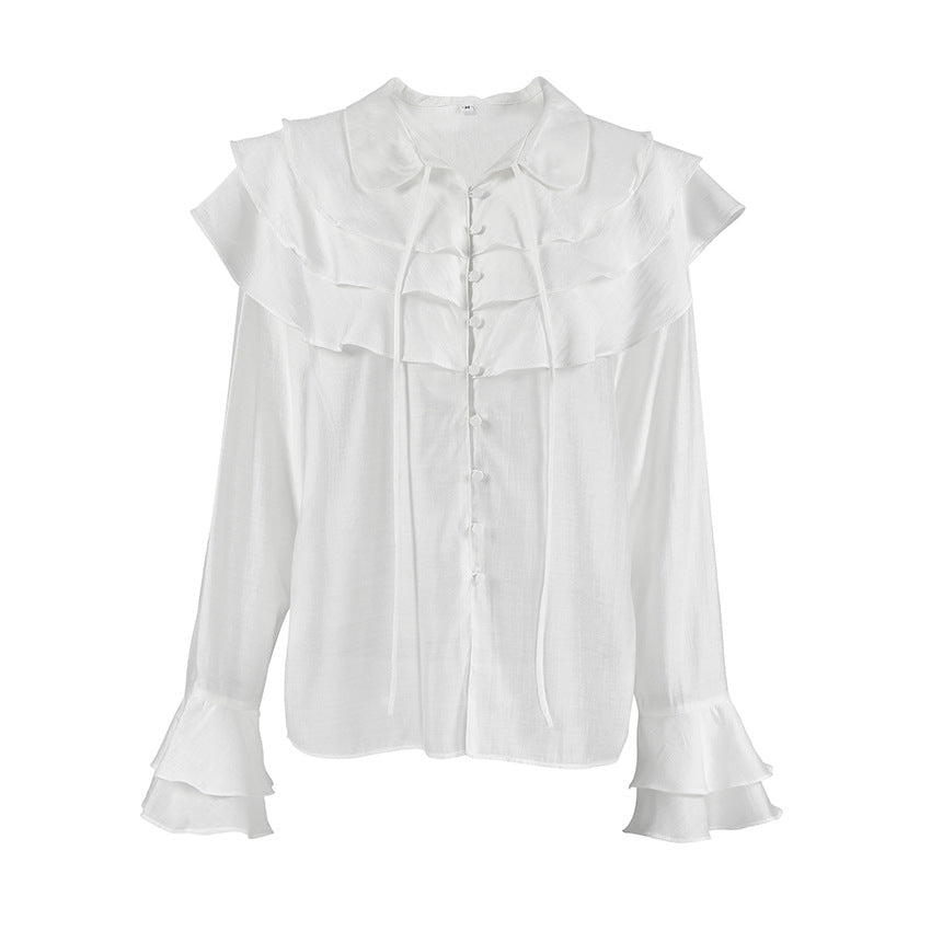 Chemise CHARLOTTE volants à manches cloche