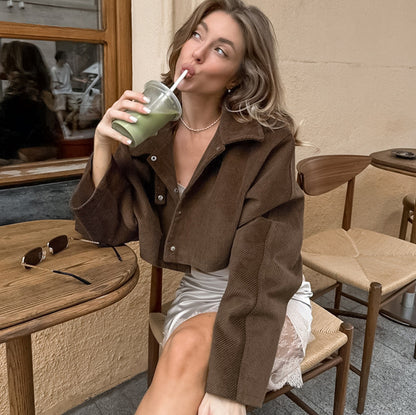 Manteau JANNAH en velours côtelé à manches longues