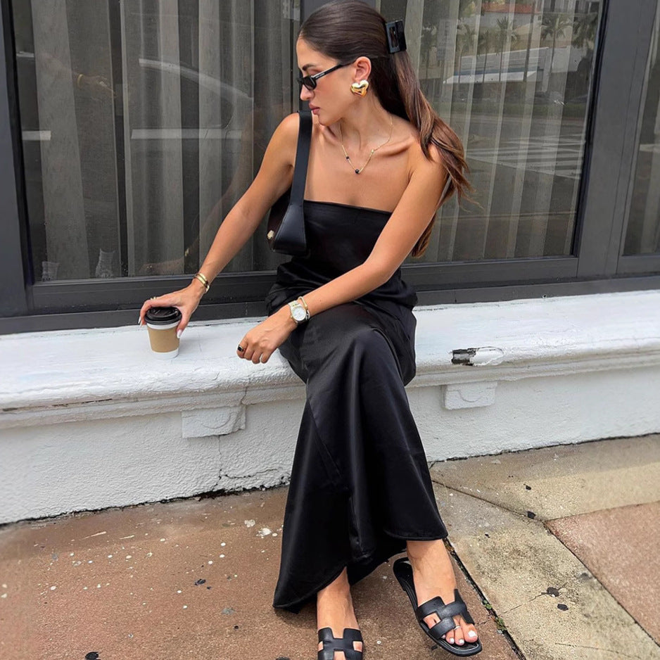 Robe ELYA ample taille haute en satin