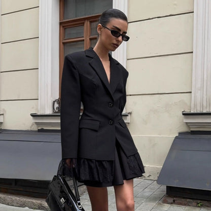 Blazer ALYSON à manches longues orné de dentelle