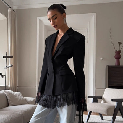 Blazer ALYSON à manches longues orné de dentelle