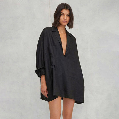 Robe chemise LOU- Elégance fluide manches longues