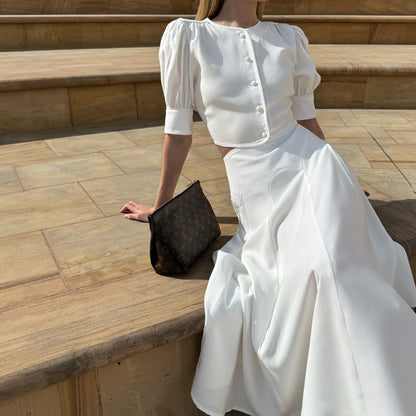 Ensemble AMBRE- Elegance décontractée à manches Courtes