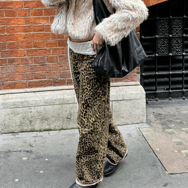 Pantalon AVA-imprimé léopard, coupe crayon