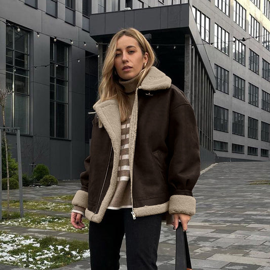 Manteau ALBANE- Ample en daim