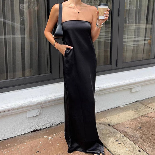 Robe ELYA ample taille haute en satin