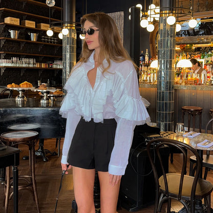 Chemise LANA volants à manches longues