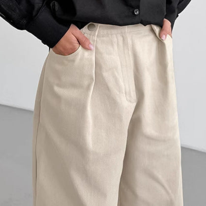 Pantalons GIULIA décontractés kaki taille haute