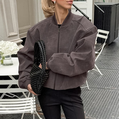 Manteau TATIANA ample à manches longues en daim