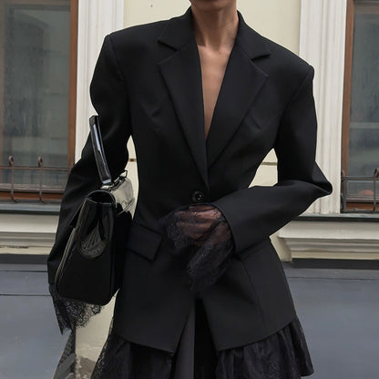 Blazer ALYSON à manches longues orné de dentelle