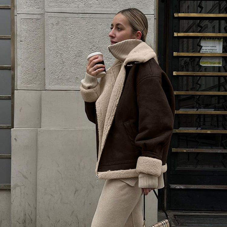 Manteau ALBANE- Ample en daim