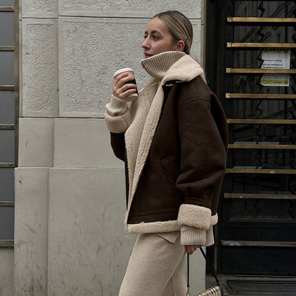 Manteau ALBANE- Ample en daim