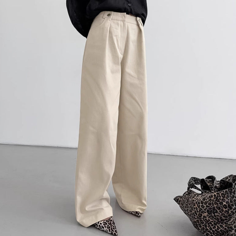 Pantalons GIULIA décontractés kaki taille haute