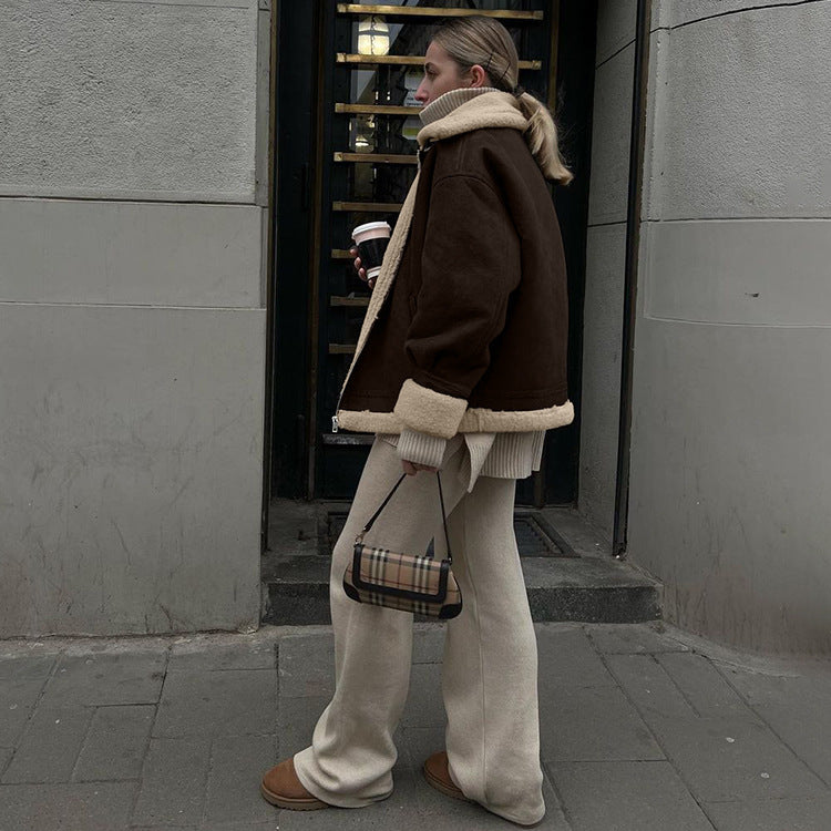 Manteau ALBANE- Ample en daim