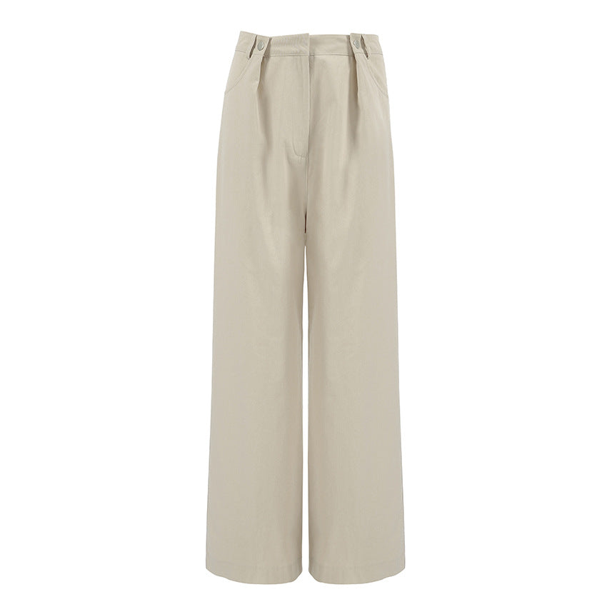 Pantalons GIULIA décontractés kaki taille haute