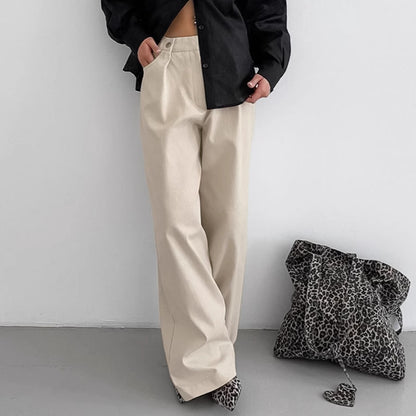 Pantalons GIULIA décontractés kaki taille haute