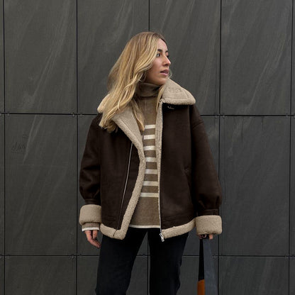 Manteau ALBANE- Ample en daim