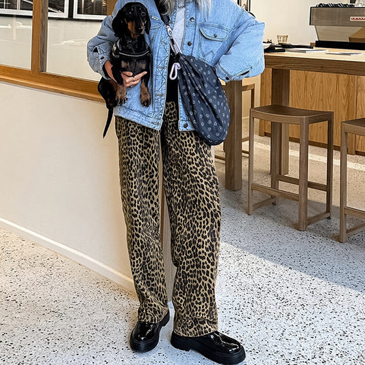 Pantalon AVA-imprimé léopard, coupe crayon