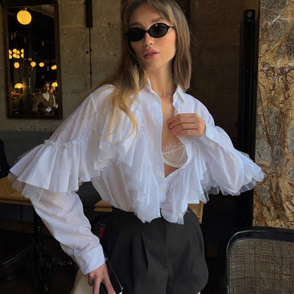 Chemise LANA volants à manches longues